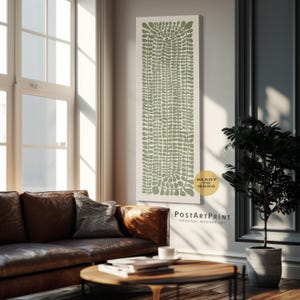 Botanical Wall Art: Mid Century Sage Green Print, Long Narrow Wide Decor