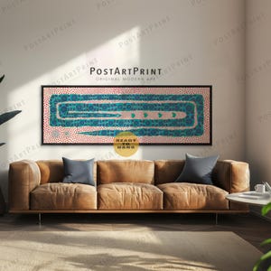 Sztuka ścienna z motywem węża z połowy XX wieku: długi poziomy ornament botaniczny nad łóżkiem