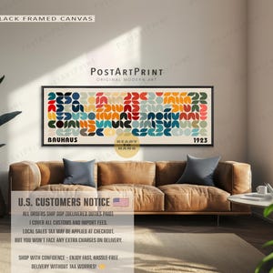 Bauhaus Art Print: Mid Century Modern Horizontal Framed Canvas Wall Decor