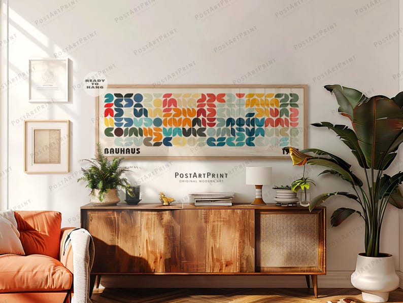 Bauhaus Art Print: Mid Century Modern Horizontal Framed Canvas Wall ...