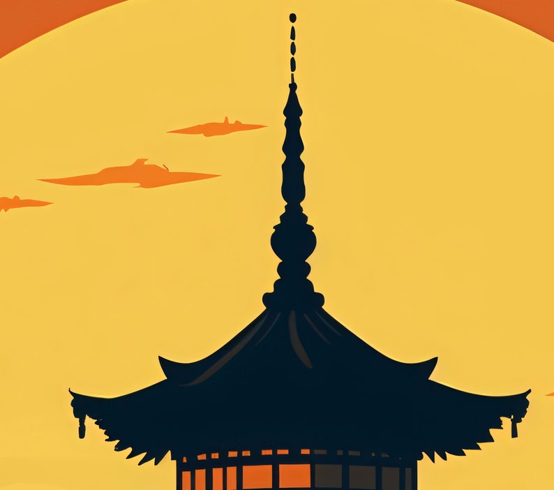 Japanese Wall Art Long Narrow Japanese Painting Illustration Etsy