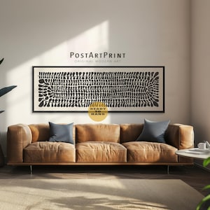 Floral Wall Art: Long Horizontal Black and Beige Botanical Framed Canvas