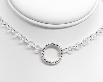 Handmade Sterling Silver Braided O-Ring Collar Necklace