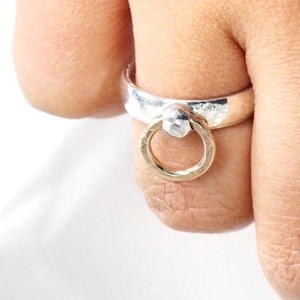 Rustic Bronze O-Ring Sterling Silver Band Ring • Mixed Metal