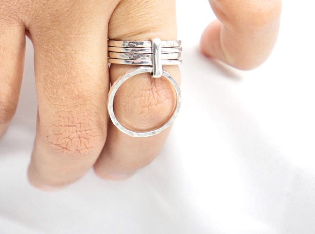 Sterling Silver Hammered Sub Ring • Dual-wear O-ring Design - Etsy