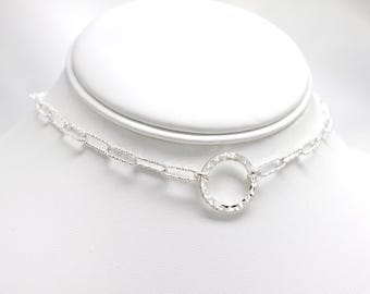 Hammered Sterling Silver O-Ring Necklace: Handmade Sub Day Collar