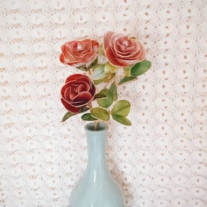 Rose and Eucalyptus Flower Arrangement, Resin Floral Arrangement