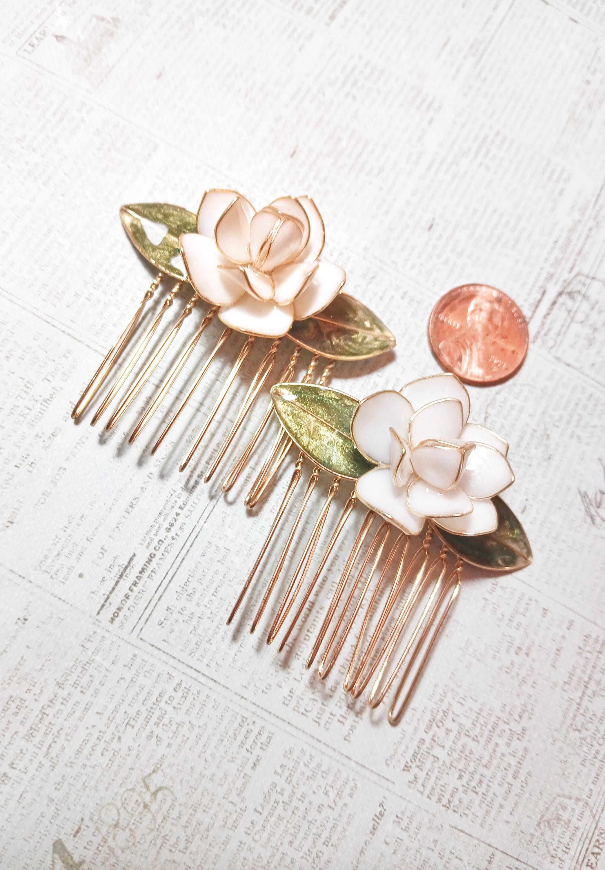 Vintage Gold French Hair Side Comb Clip With Teeth Flowers Wan Flower Metal Hair Clips With Teeth Floral Side... From  main image 4