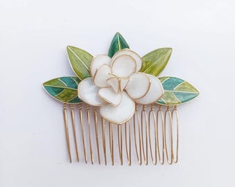Gold Wire Gardenia Hair Comb