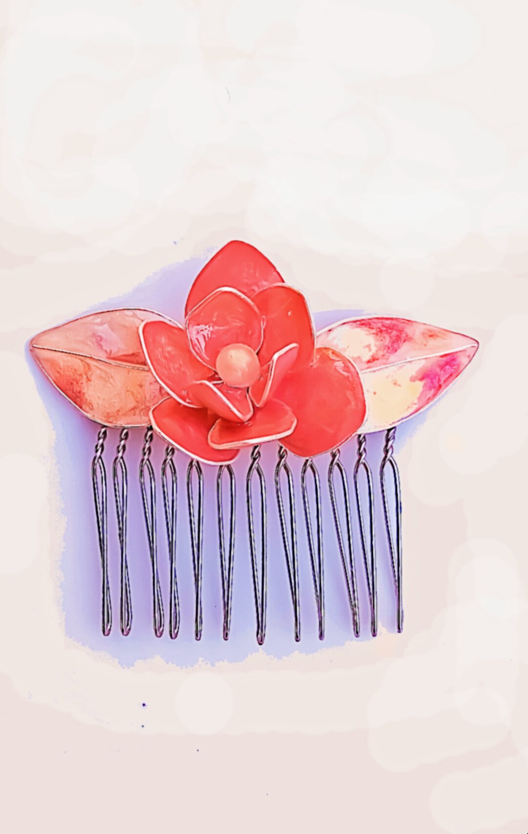 Soft Pink Floral Side Comb, Resin Flower Hair Comb Etsy
