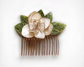 Gold Wire Gardenia Hair Comb