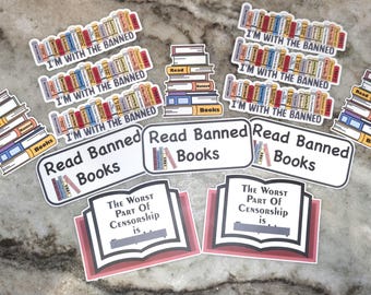 Pegatinas de libros prohibidos: calcomanías para portátiles, botellas de agua y cuadernos