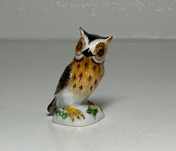 Meissen Deutschland Porzellan Miniatur Eule Vogel Figur 4,5 cm
