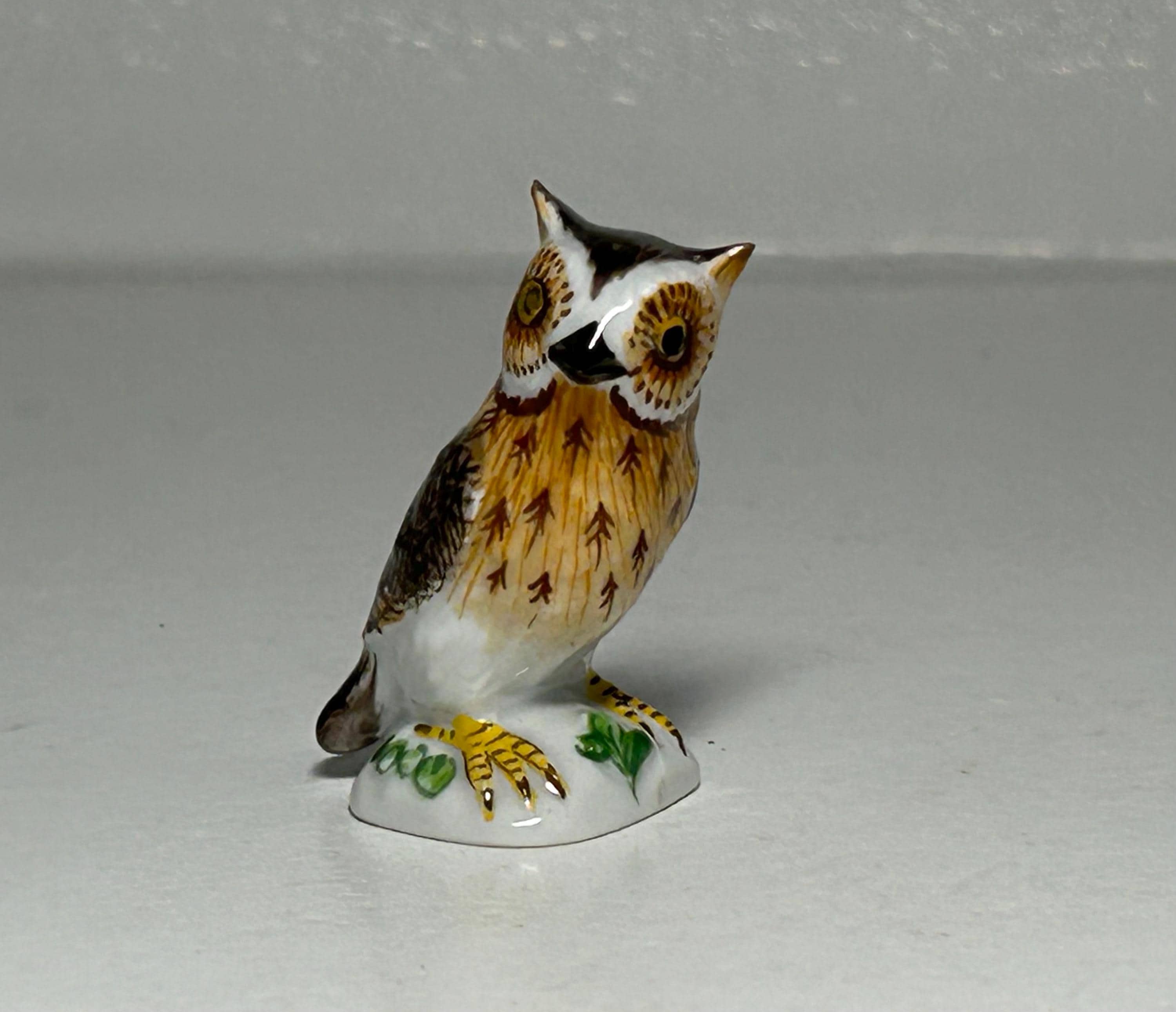 Meissen Deutschland Porzellan Miniatur Eule Vogel Figur 4,5 cm