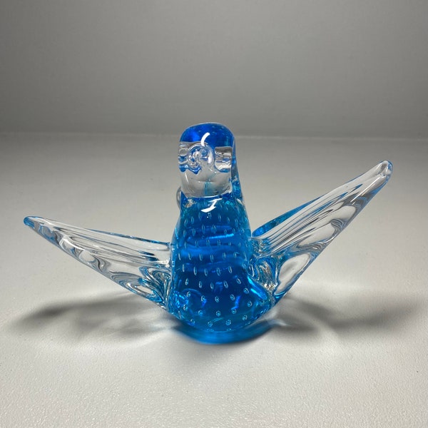 Konstglas Ronneby Sweden Glass Blue Bird