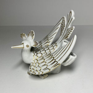RÖRSTRAND Sweden GUNNAR NYLAND  Porcelain Figurine/Vase White and Gold Bird