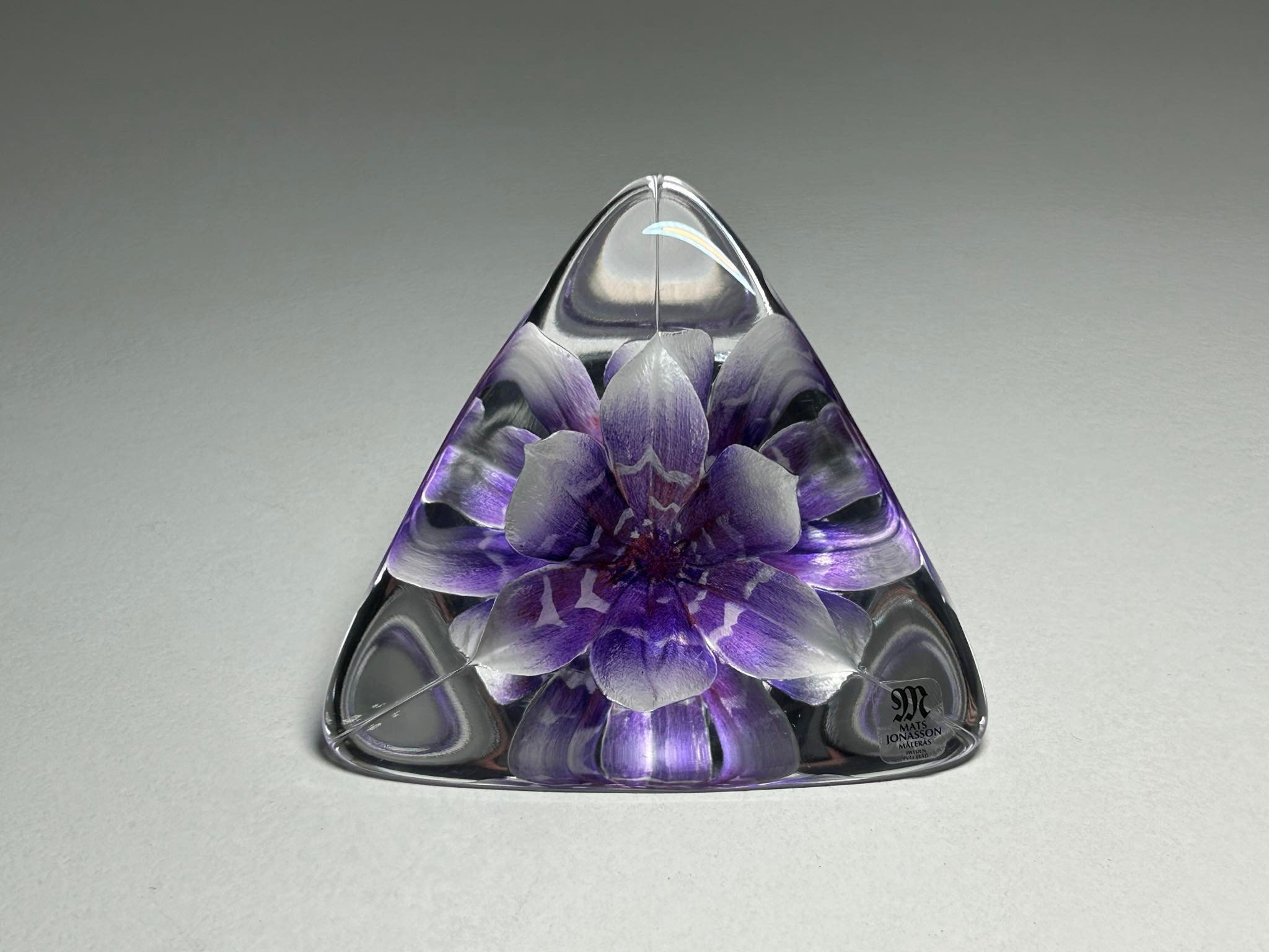 mats jonasson　クリスタルARTS　蘭 27000円 Mats Jonasson for Maleras Sweden Crystal Sculpture Purple