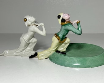 Set of 2 Stunning HUTSCHENREUTHER Antique 1920-1933 Germany Porcelain Dish/figurine Designed by Karl Tutter