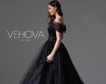 Black Wedding Dress, Tea Length Wedding Dress, Short Wedding Dress