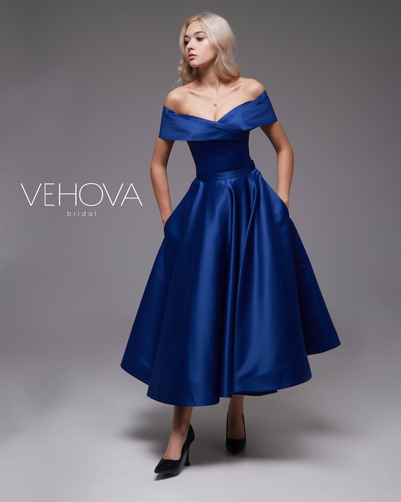white bridesmaid dresses south africa BABARONI Tea Length Chiffon Junior Bridesmaid Dresses Royal Blue, Royal Blue / J4