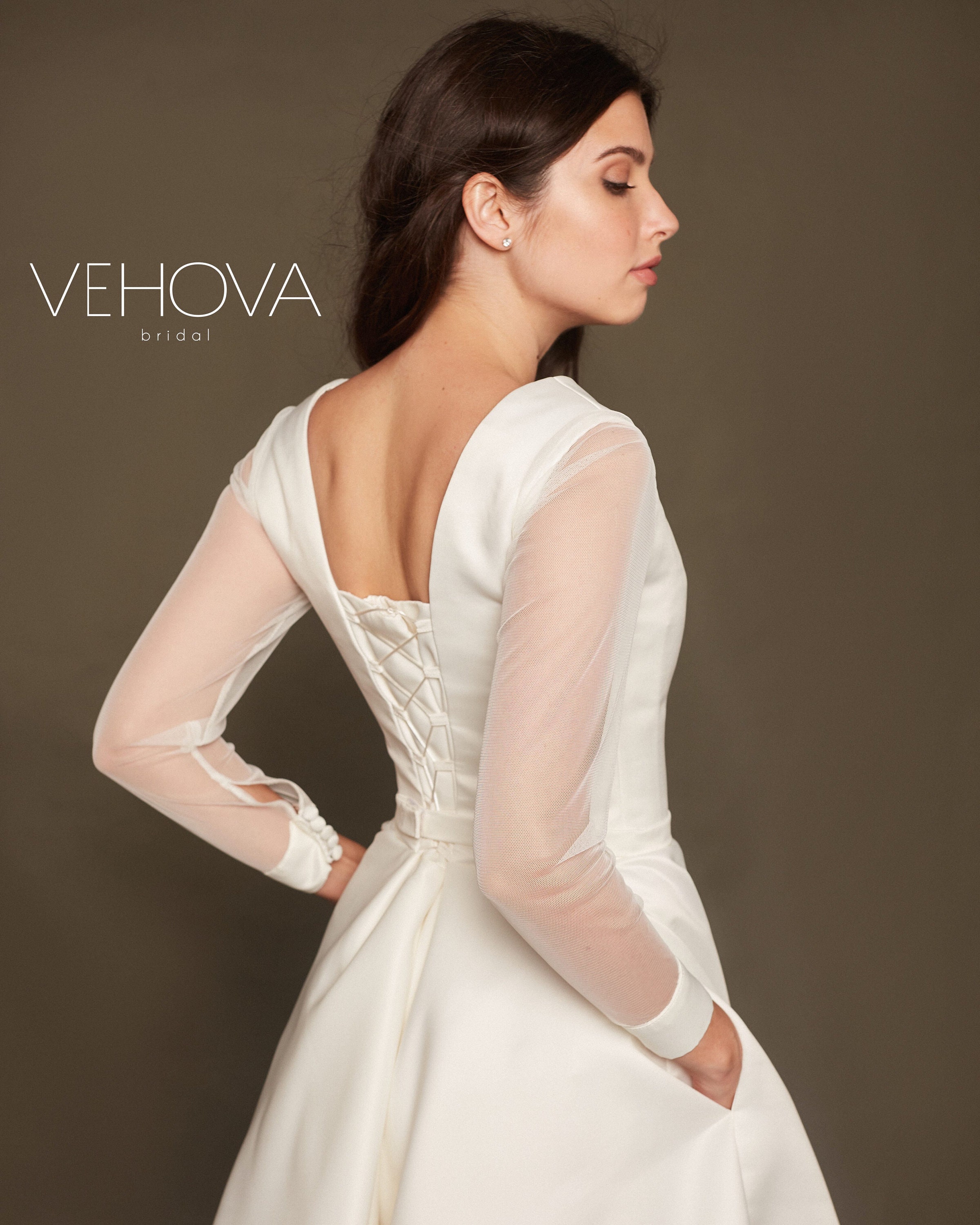 Tea Length Modest Wedding Dress Long Sleeves, Short Wedding Dress With ...