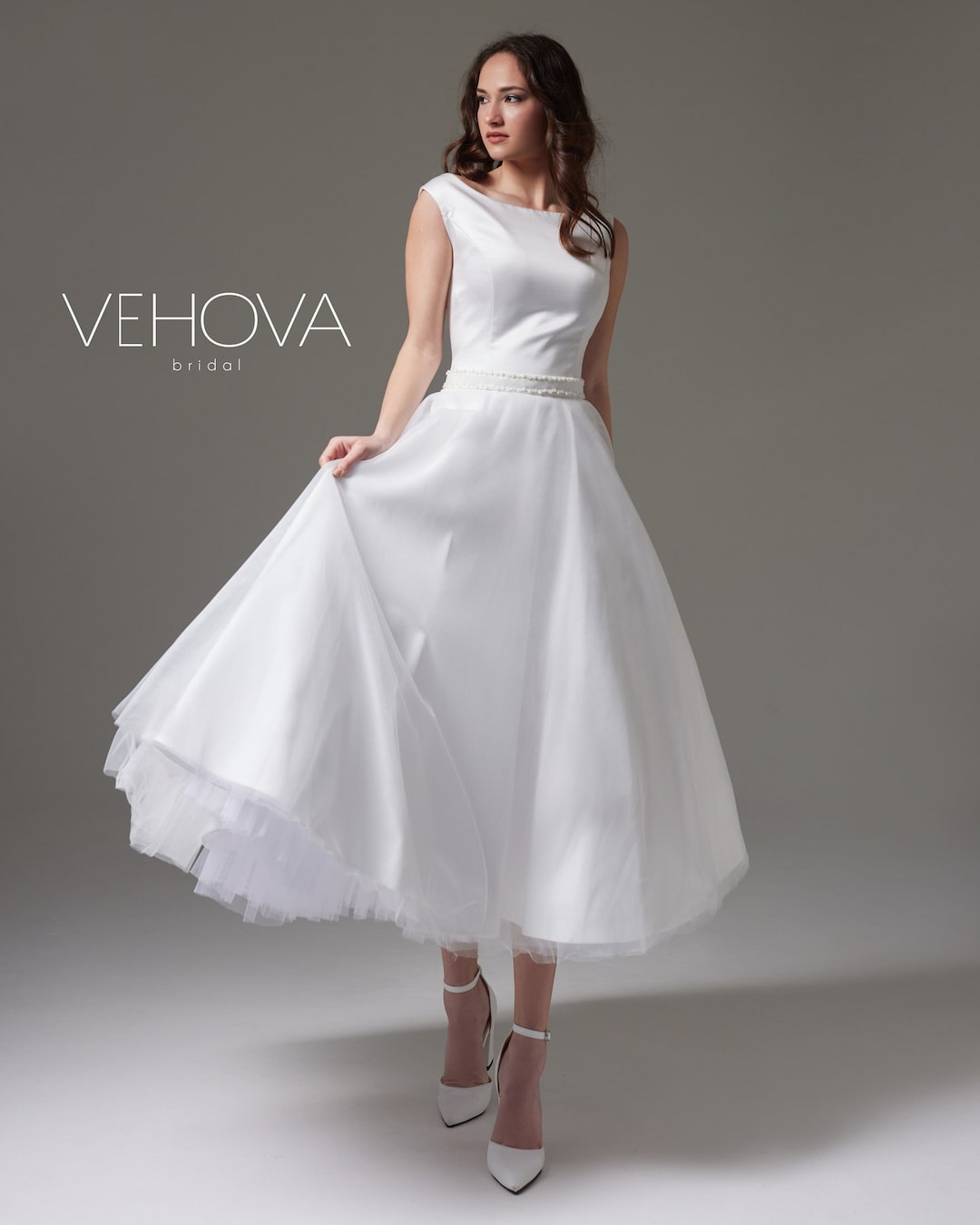 Short Wedding Dress, Corset Wedding Dress, Tea Length Wedding Dress ...