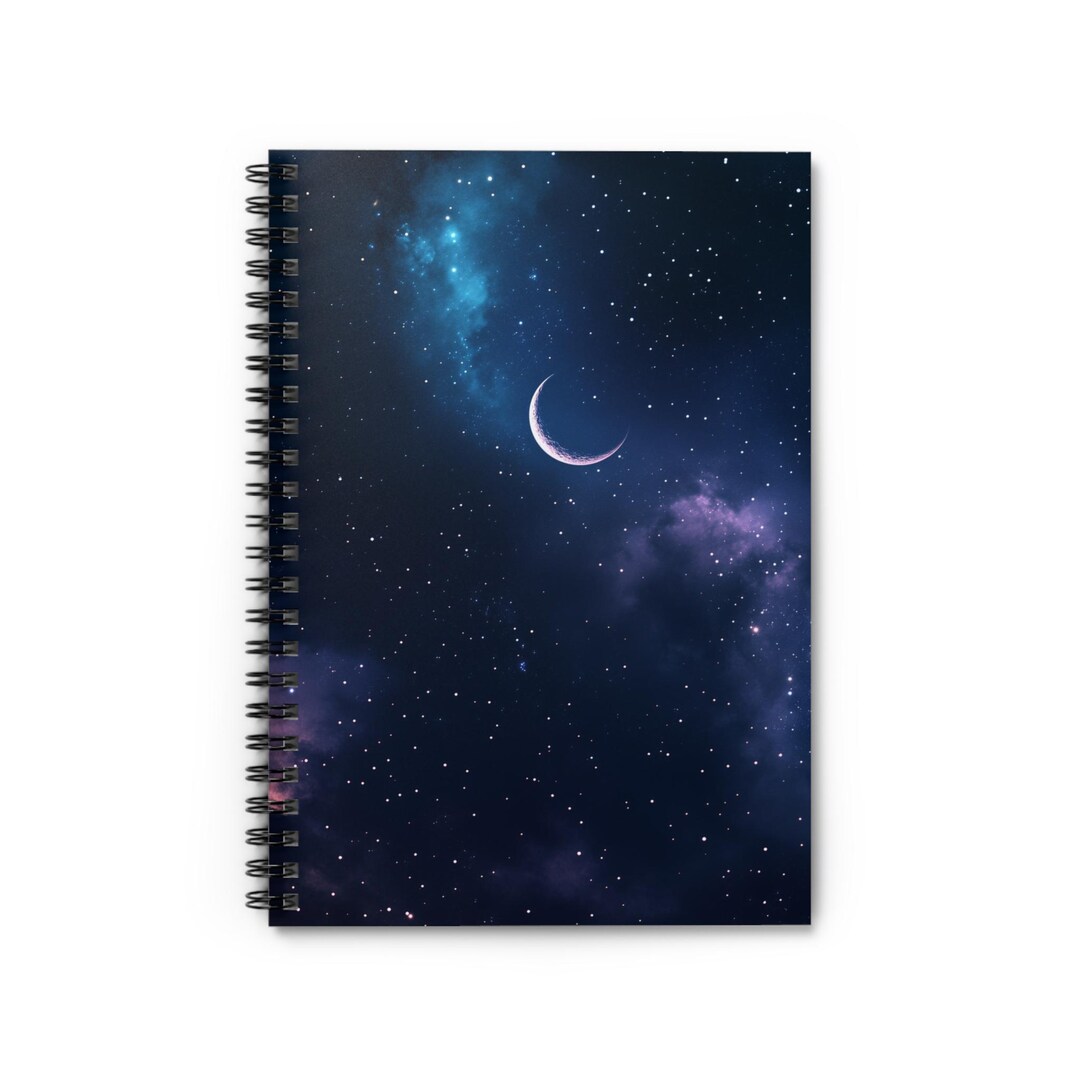 Crescent Moon Night Sky Spiral Notebook | Ruled Journal - Etsy