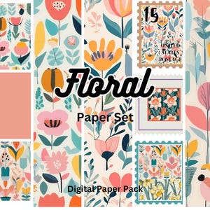 Digitaal pastel abstract bloemenpatroon afdrukbaar/kunstprint/collagepapier - bloemen en collage digitale papieren kortstondig