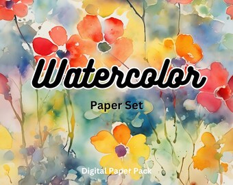Abstract bloemenaquarelpapier – digitaal plakboekpakket (digitale download)