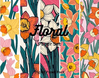 Digital Daffodil Pattern Printable/Art Print/Collage Paper - Floral Digital Papers Ephemera