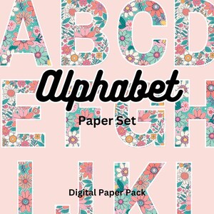 Téléchargez l&#39;alphabet floral numérique imprimable éphémères de l&#39;artiste Bundle vintage Scrapbooking Junk Journal Collage de journalisation Kit d&#39;impressions, de papiers et d&#39;étiquettes