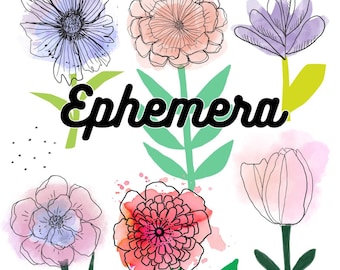 Digitale bloemen ephemera afdrukbaar/kunstprint/collagepapier - Wildflower Art Fussy Cuts