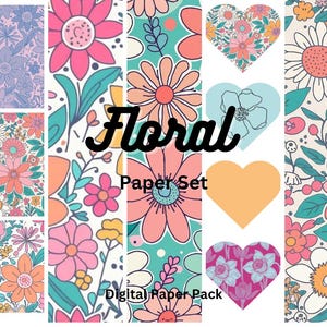 Digital Doodle Flowers Pattern Printable/Art Print/Collage Paper - Floral and Collage Digital Papers Ephemera