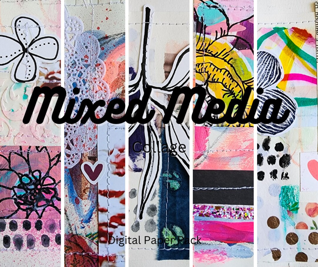 Digital Mixed Media Collage Background Paper Bundle Junk Journal Paper Digital Paper Pack Etsy