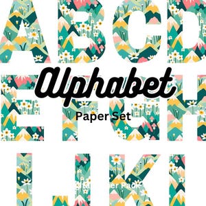 Druckbares digitales Floral Alphabet Künstler Ephemera Bundle Vintage Scrapbook Junk Journal Collage Journaling Prints Papiere Tags Kit
