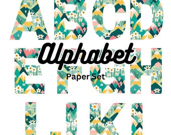 Descargue el paquete de efímeras de artistas con alfabeto floral digital imprimible, álbum de recortes vintage, diario basura, collage, impresiones, papeles, etiquetas, kit