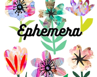Digitale bloemen ephemera afdrukbaar/kunstprint/collagepapier - Wildflower Art Fussy Cuts