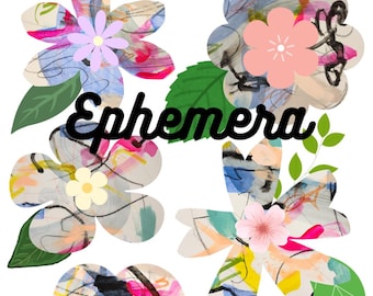 Digitale bloemen ephemera afdrukbaar/kunstafdruk/collagepapier