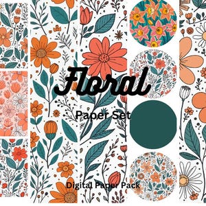 Digital Doodle Flowers Pattern Printable/Art Print/Collage Paper - Floral and Collage Digital Papers Ephemera