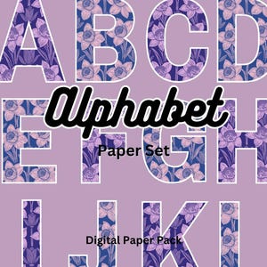 Téléchargez l&#39;alphabet floral numérique imprimable éphémères de l&#39;artiste Bundle vintage Scrapbooking Junk Journal Collage de journalisation Kit d&#39;impressions, de papiers et d&#39;étiquettes