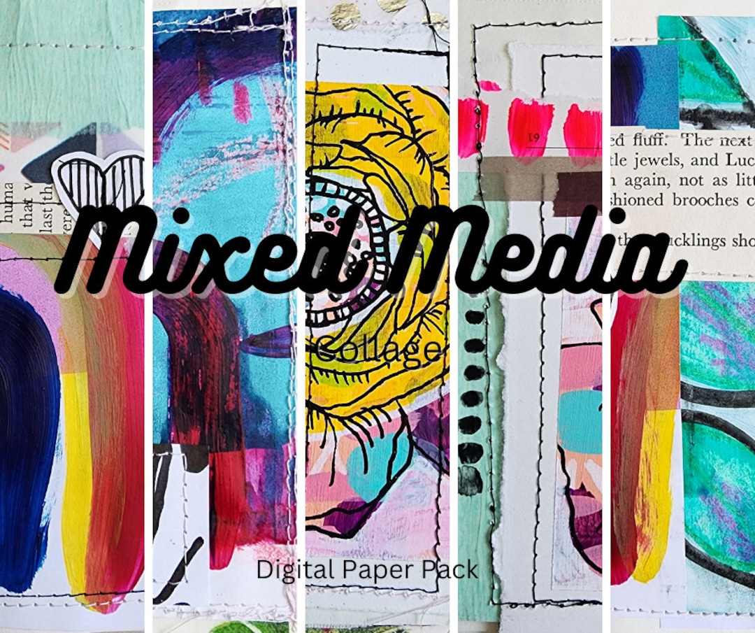 Digital Mixed Media Collage Background Paper Bundle Junk Journal Paper ...