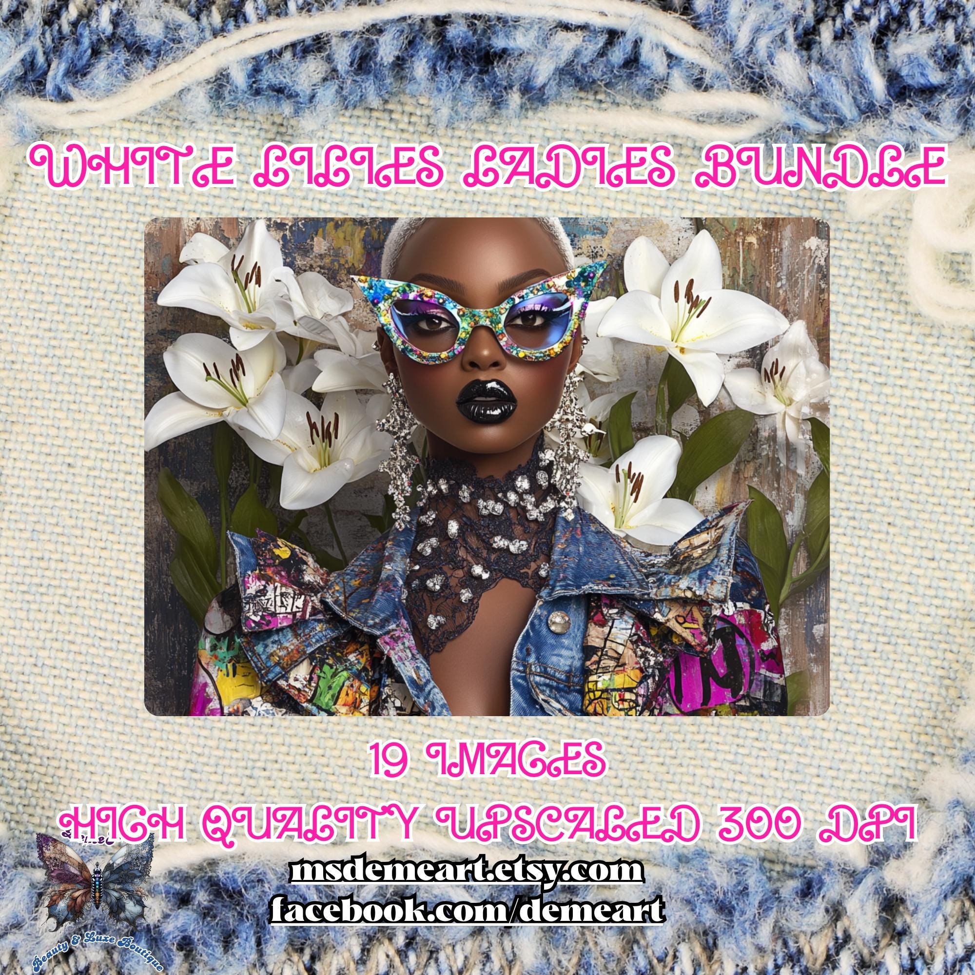 Black AI art White Lilies Ladies Bundle | Elegant Afrocentric Digital Art for Creatives
