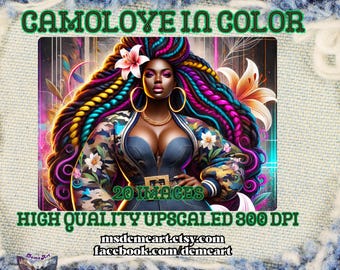 CamoLove InColor Digital Art - 20 Camouflage-Themed PNGs for Sublimation, Crafting & Creative Decor