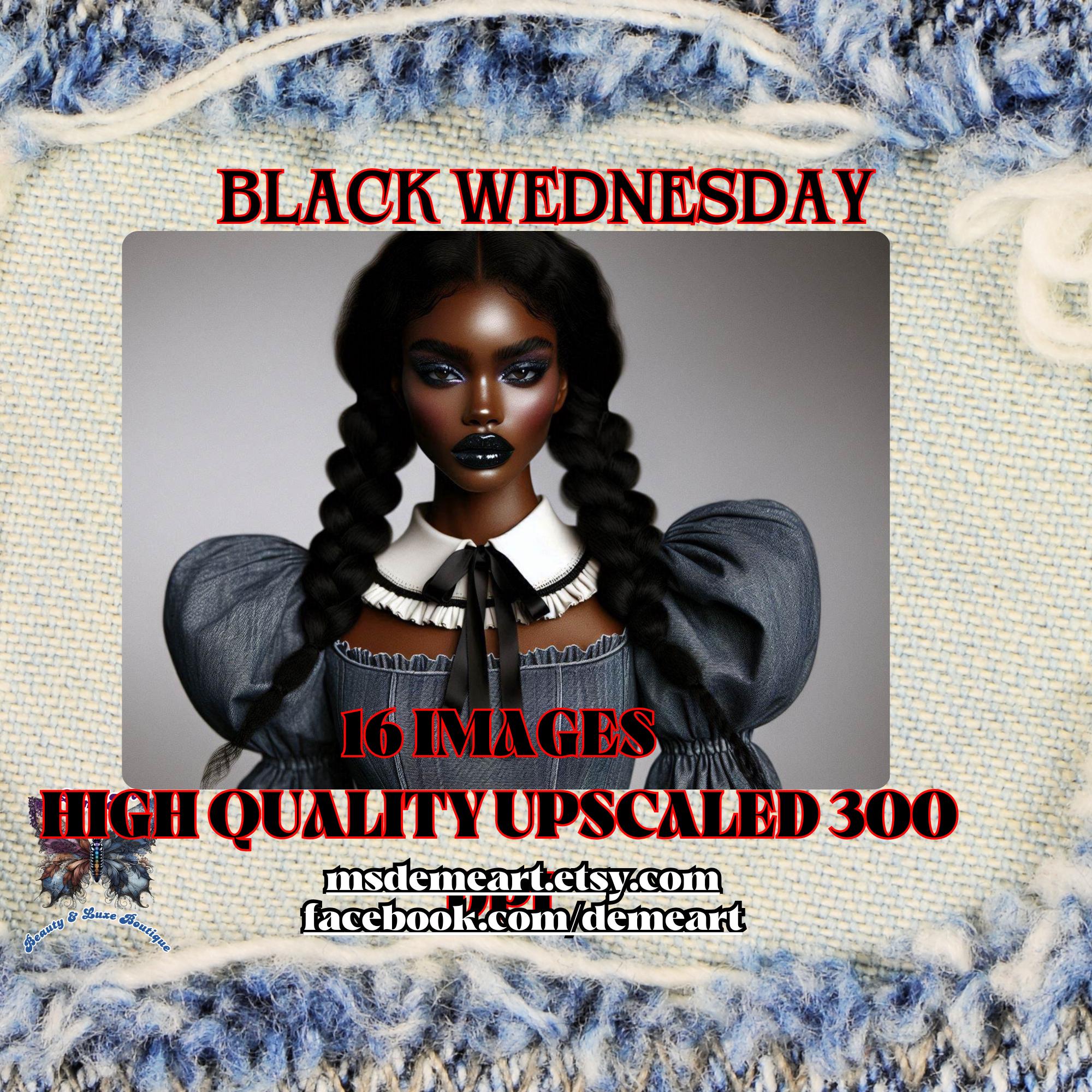 Black Wednesday Digital Art | Afro-Inspired Gothic Elegance for Crafts   Décor