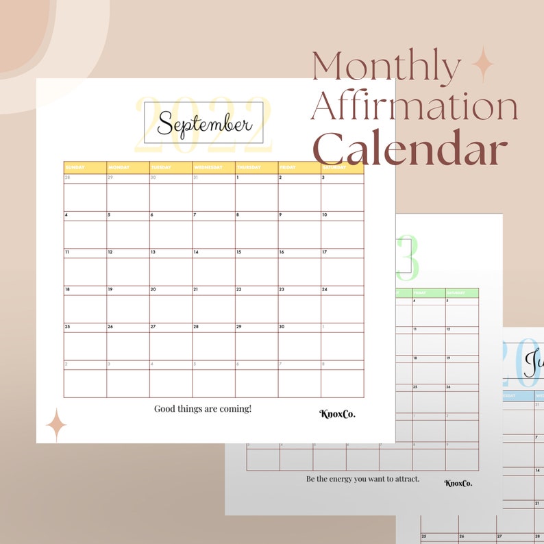 Monthly Calendar 20222024 Printable Etsy