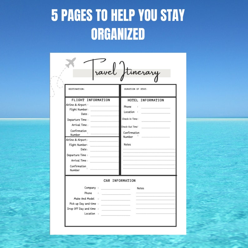 Printable Travel Planning Guide 5 Pages PDF Etsy