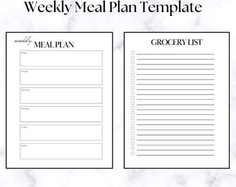 Weekly Meal Plan With Grocery List - Etsy