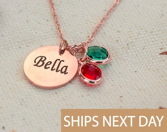 Personalized Initial and Birthdate Engraved Necklace for Women Name Necklace Gifts for Mom Custom Name Charm Best Friends Birthday Gift