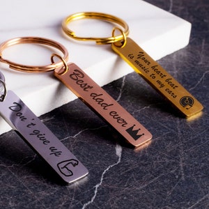 Personalized rectangle keychain - Metal Keychain Custom Engraved Text 3 Colors - Logo Keychain Custom -  Bridal Shower Gifts - Gifts for Her