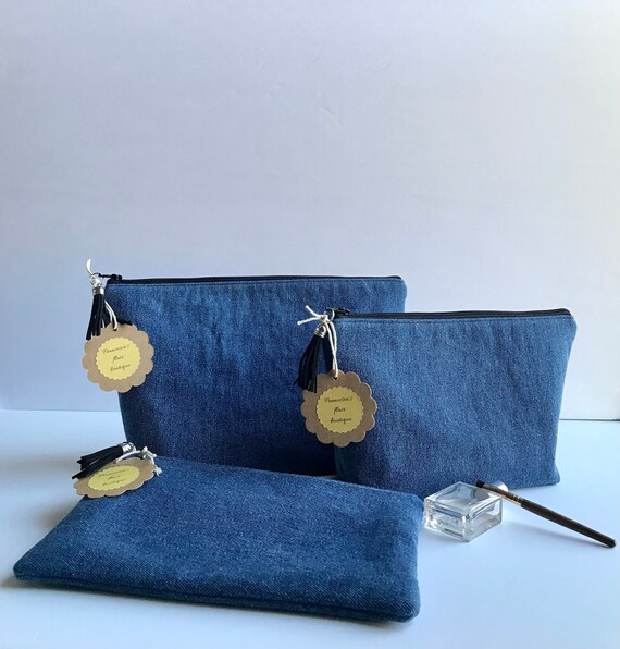 Denim cosmetic bag sale